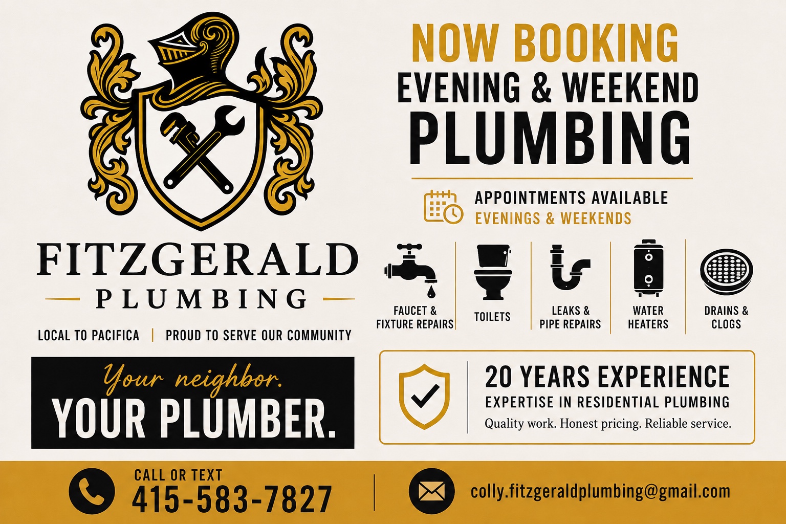 Fitzgerald Plumbing — evening and weekend appointments in Pacifica